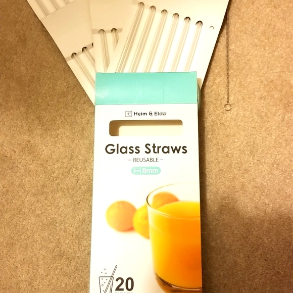 NWT Unused Reusable 20x 8mm wide Glass Straws - Picture 3 of 3
